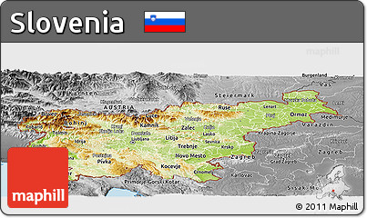 Physical Panoramic Map of Slovenia, desaturated, land only