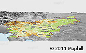 Physical Panoramic Map of Slovenia, desaturated, land only