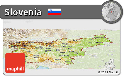 Physical Panoramic Map of Slovenia, lighten, land only