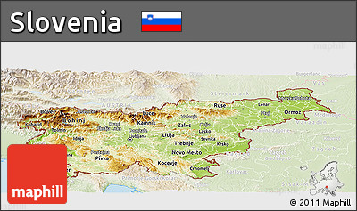 Physical Panoramic Map of Slovenia, lighten, land only