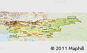Physical Panoramic Map of Slovenia, lighten, land only