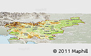 Physical Panoramic Map of Slovenia, lighten, semi-desaturated, land only