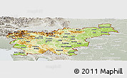 Physical Panoramic Map of Slovenia, lighten, semi-desaturated