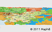 Physical Panoramic Map of Slovenia, political outside, shaded relief sea