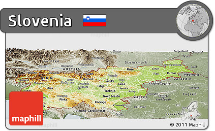 Physical Panoramic Map of Slovenia, semi-desaturated