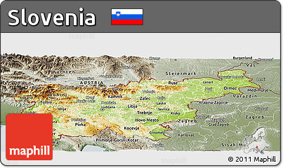 Physical Panoramic Map of Slovenia, semi-desaturated