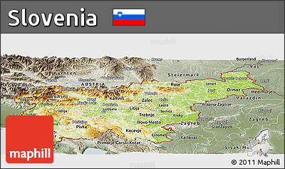 Physical Panoramic Map of Slovenia, semi-desaturated