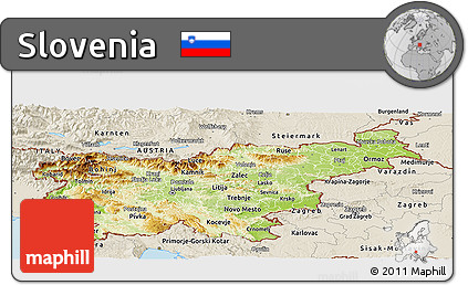 Physical Panoramic Map of Slovenia, shaded relief outside