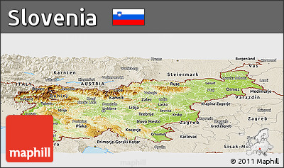 Physical Panoramic Map of Slovenia, shaded relief outside