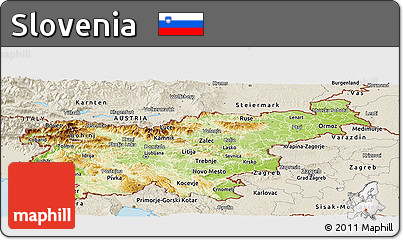 Physical Panoramic Map of Slovenia, shaded relief outside