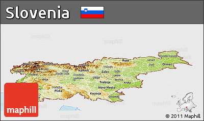 Physical Panoramic Map of Slovenia, single color outside