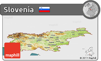 Physical Panoramic Map of Slovenia, single color outside, satellite sea