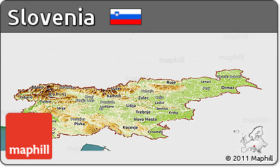 Physical Panoramic Map of Slovenia, single color outside, satellite sea