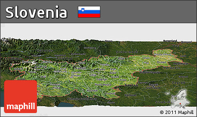 Satellite Panoramic Map of Slovenia, darken