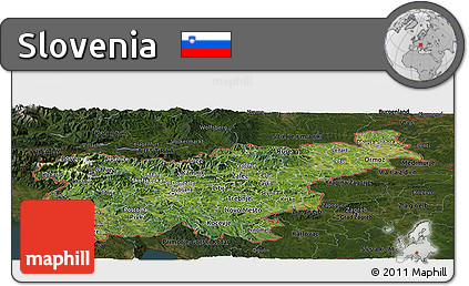 Satellite Panoramic Map of Slovenia, darken