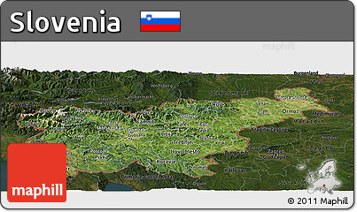 Satellite Panoramic Map of Slovenia, darken