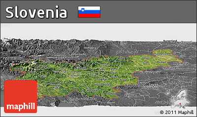 Satellite Panoramic Map of Slovenia, desaturated