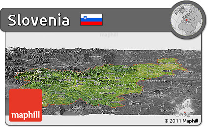Satellite Panoramic Map of Slovenia, desaturated