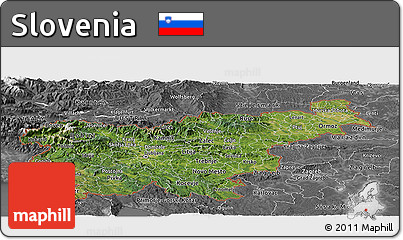 Satellite Panoramic Map of Slovenia, desaturated