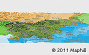Satellite Panoramic Map of Slovenia, political shades outside
