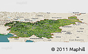 Satellite Panoramic Map of Slovenia, shaded relief outside, satellite sea