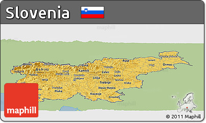 Savanna Style Panoramic Map of Slovenia, single color outside