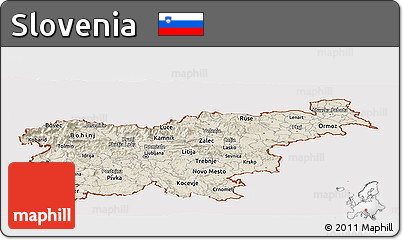Shaded Relief Panoramic Map of Slovenia, cropped outside