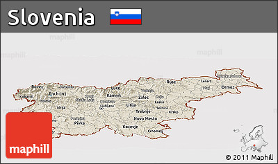 Shaded Relief Panoramic Map of Slovenia, cropped outside