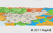 Shaded Relief Panoramic Map of Slovenia, political outside, shaded relief sea