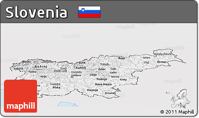 Silver Style Panoramic Map of Slovenia, single color outside