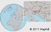 Gray Location Map of Piran, within the entire country