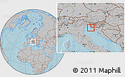 Gray Location Map of Piran, hill shading