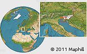 Satellite Location Map of Piran, highlighted country