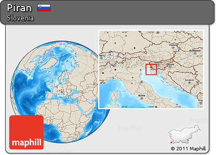 Shaded Relief Location Map of Piran