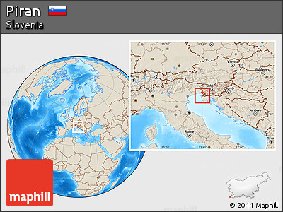 Shaded Relief Location Map of Piran