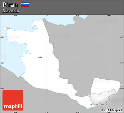 Gray Simple Map of Piran, single color outside