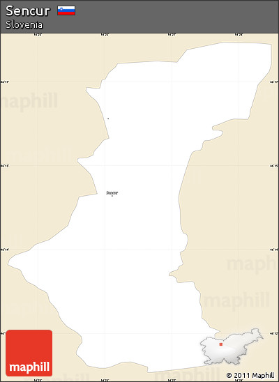 Classic Style Simple Map of Sencur, single color outside