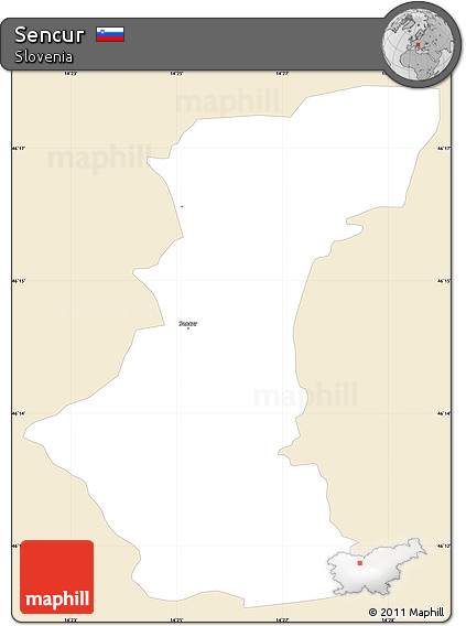 Classic Style Simple Map of Sencur, single color outside