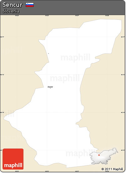 Classic Style Simple Map of Sencur, single color outside