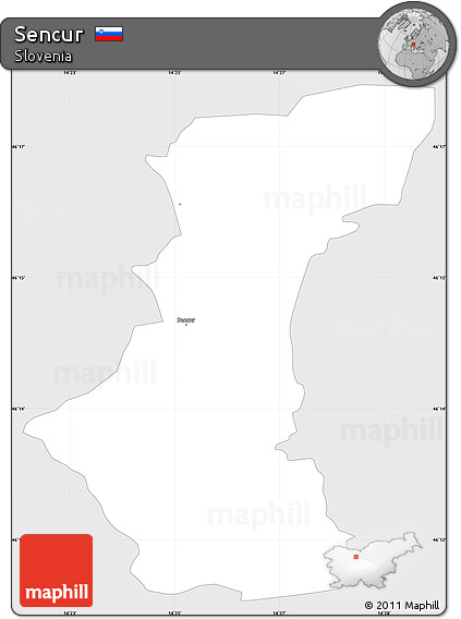 Silver Style Simple Map of Sencur, single color outside