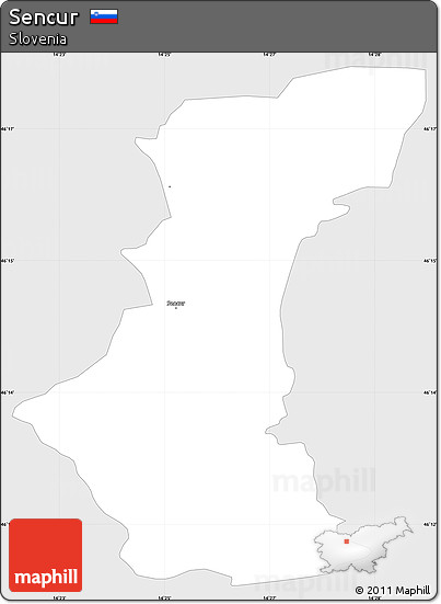 Silver Style Simple Map of Sencur, single color outside