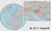 Gray Location Map of Sentjur pri Celju, hill shading