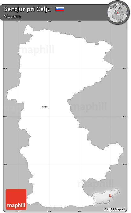 Gray Simple Map of Sentjur Pri Celju, single color outside