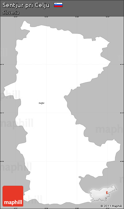 Gray Simple Map of Sentjur Pri Celju, single color outside