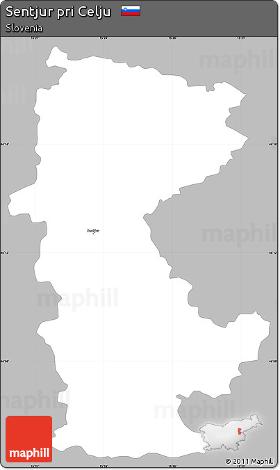 Gray Simple Map of Sentjur Pri Celju, single color outside