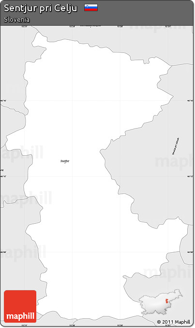 Silver Style Simple Map of Sentjur Pri Celju