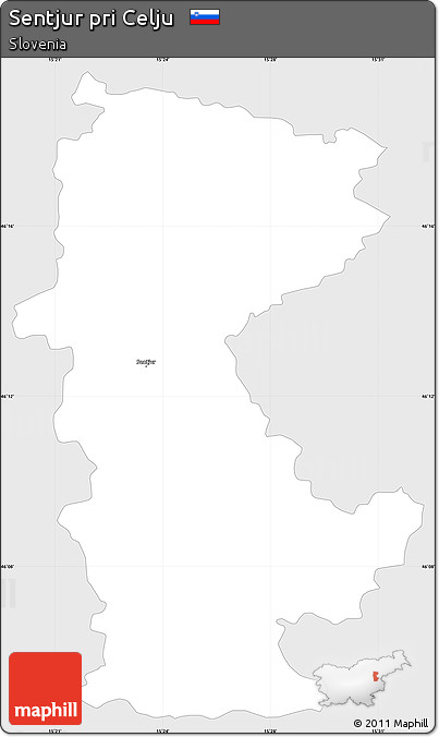 Silver Style Simple Map of Sentjur Pri Celju, single color outside