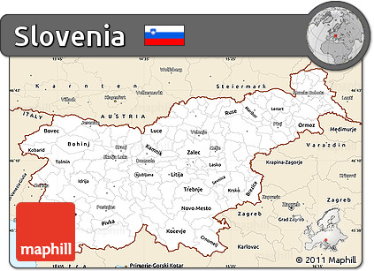 Classic Style Simple Map of Slovenia
