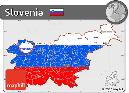 Flag Simple Map of Slovenia, single color outside, flag centered