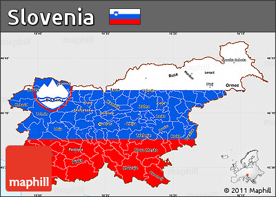 Flag Simple Map of Slovenia, single color outside, flag centered